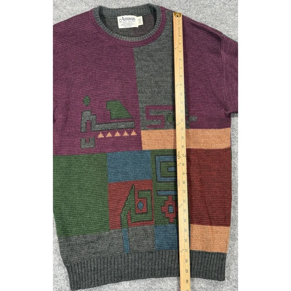 Vintage Wool 80s Crewneck Sweater Bill Cosby Grandpa Cabin Core Aztec Lodge Cozy